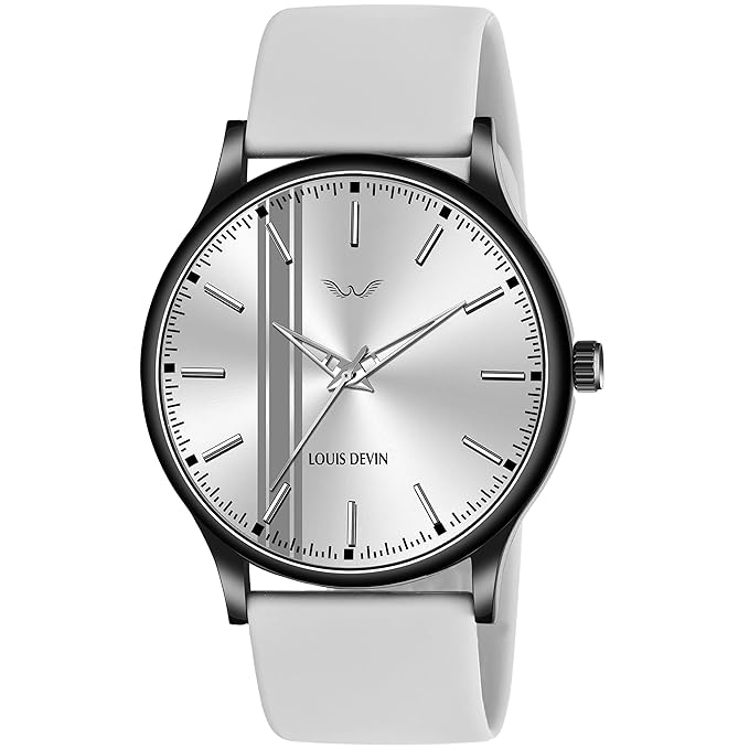 LOUIS DEVIN White Silicone Strap Analog Wrist Watch for Men
